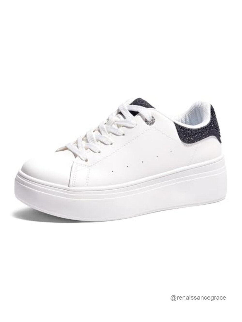 Faux Leather Platform Sneakers for Women Anti-Slip Chunky Sole Lace Up Tennis